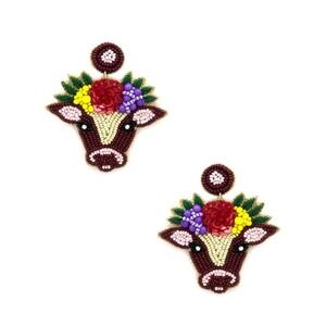 New! Beaded Cow Earrings